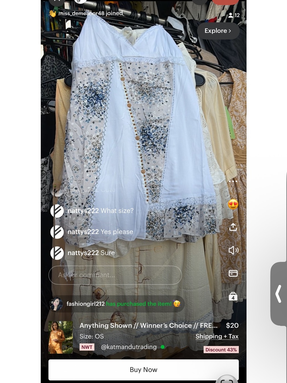 White Bohemian Lace Panel Summer Dress with Floral Print
